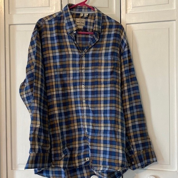 Haupt Germany casual plaid linen button down.  Size XL - Picture 1 of 7